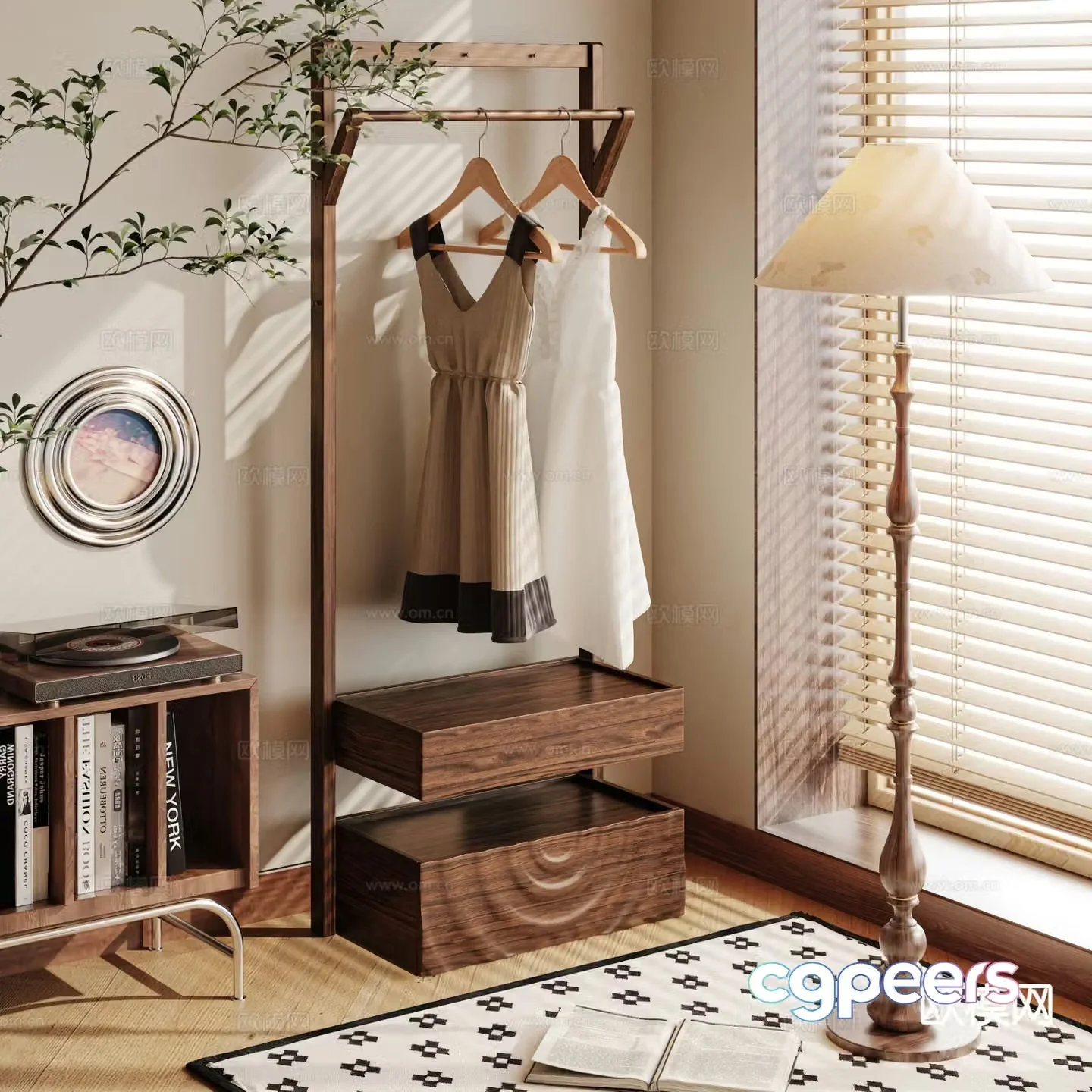Clothes rack floor rack 3d model