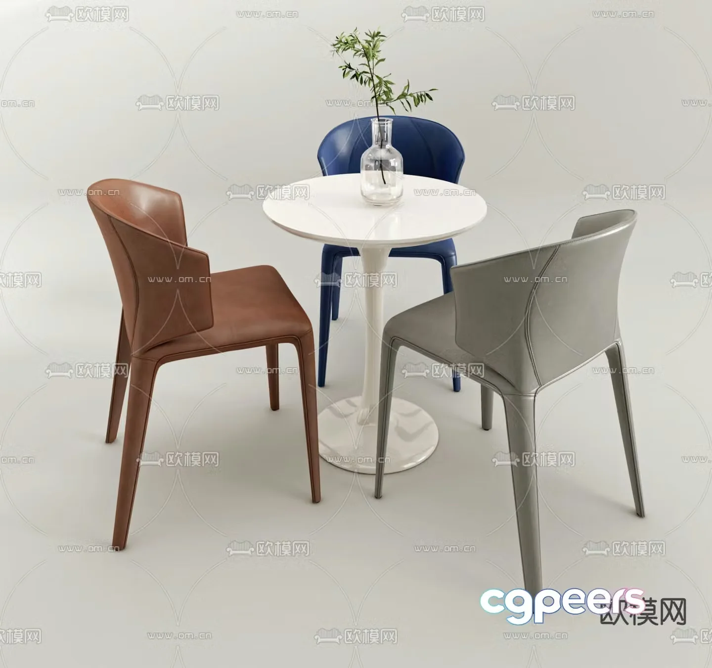 Leisure tables and chairs small round table 3d model