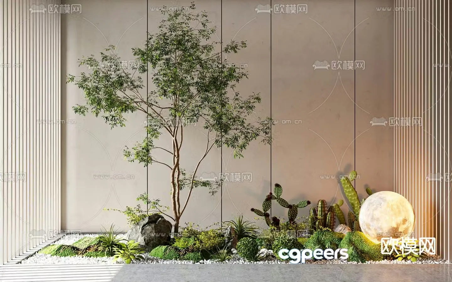 Indoor landscaping plant pile 3d model