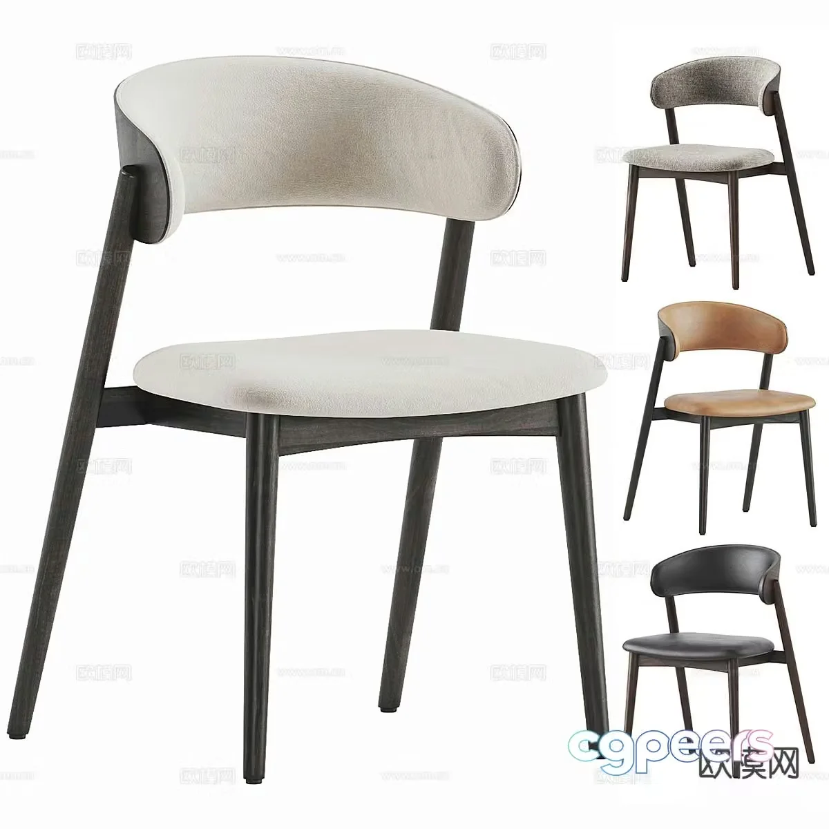 Modern chair single chair dining chair 3d model