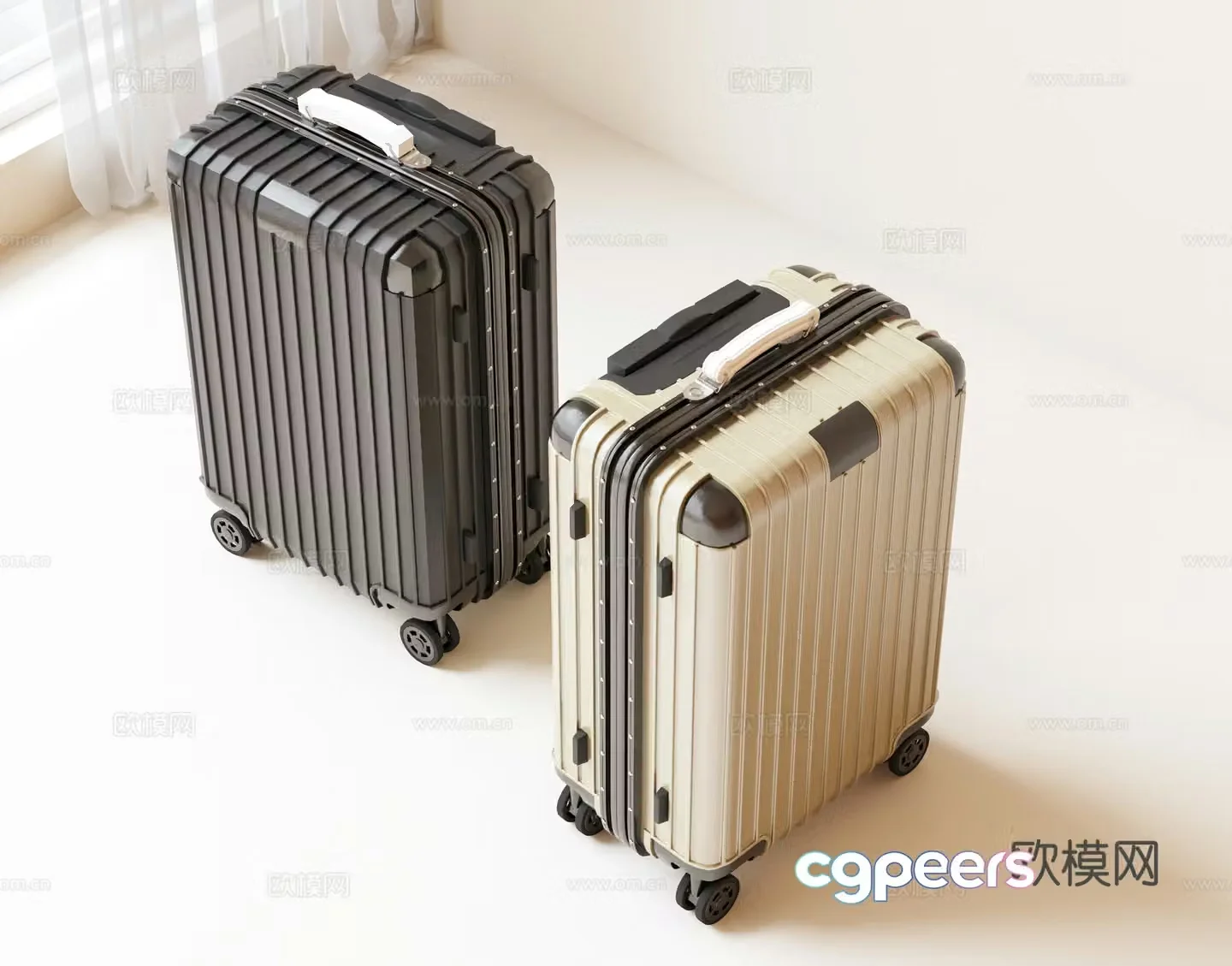 suitcase suitcase trolley case luggage password box box 3d model