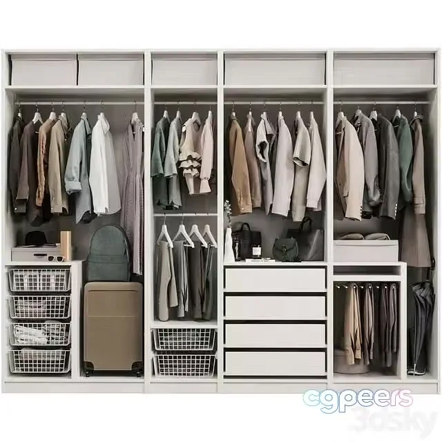 3ds Max Free – Wardrobe with decor clothes with filling PAX PAX