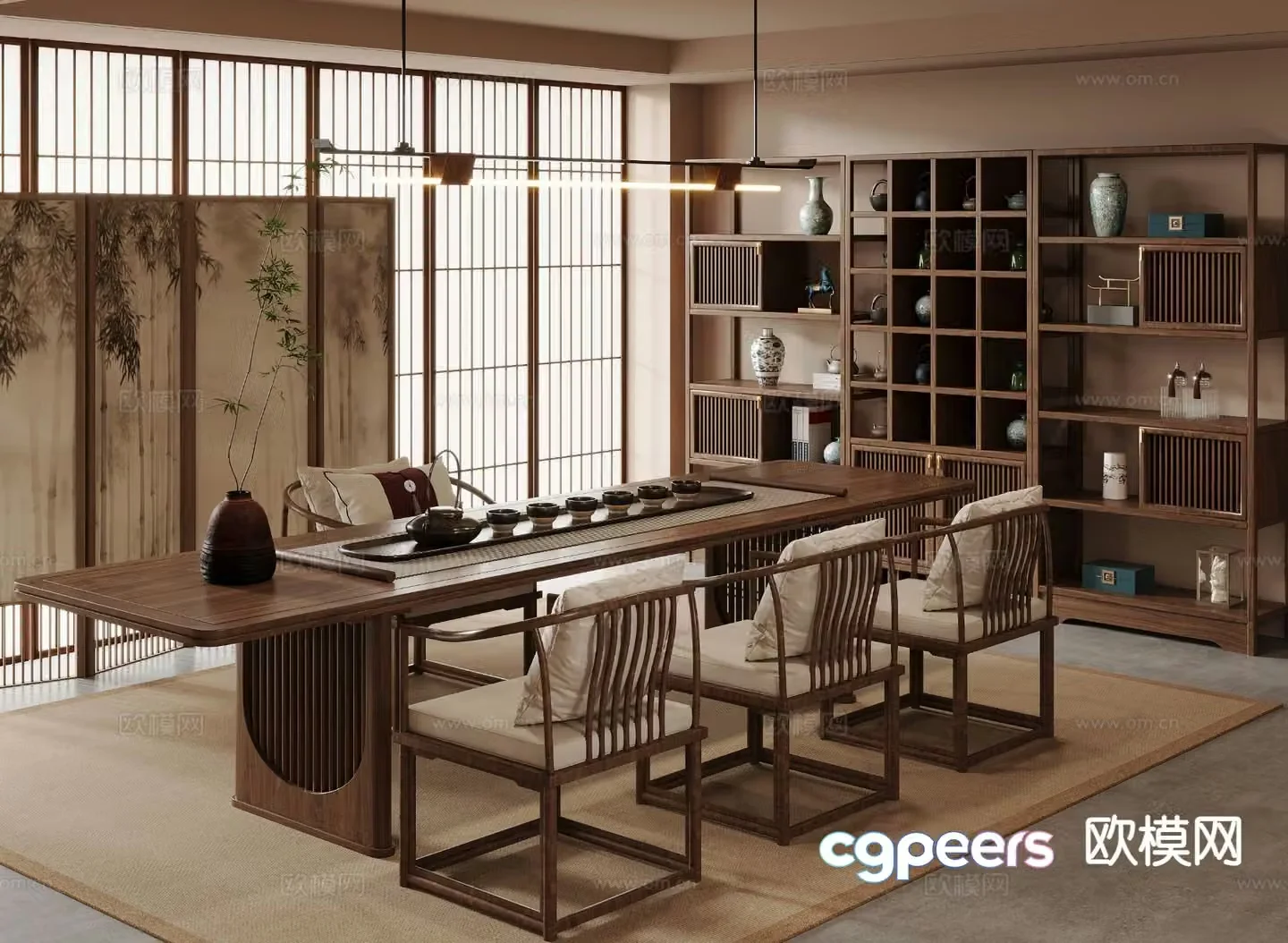 New Chinese tea table and chair 3D model