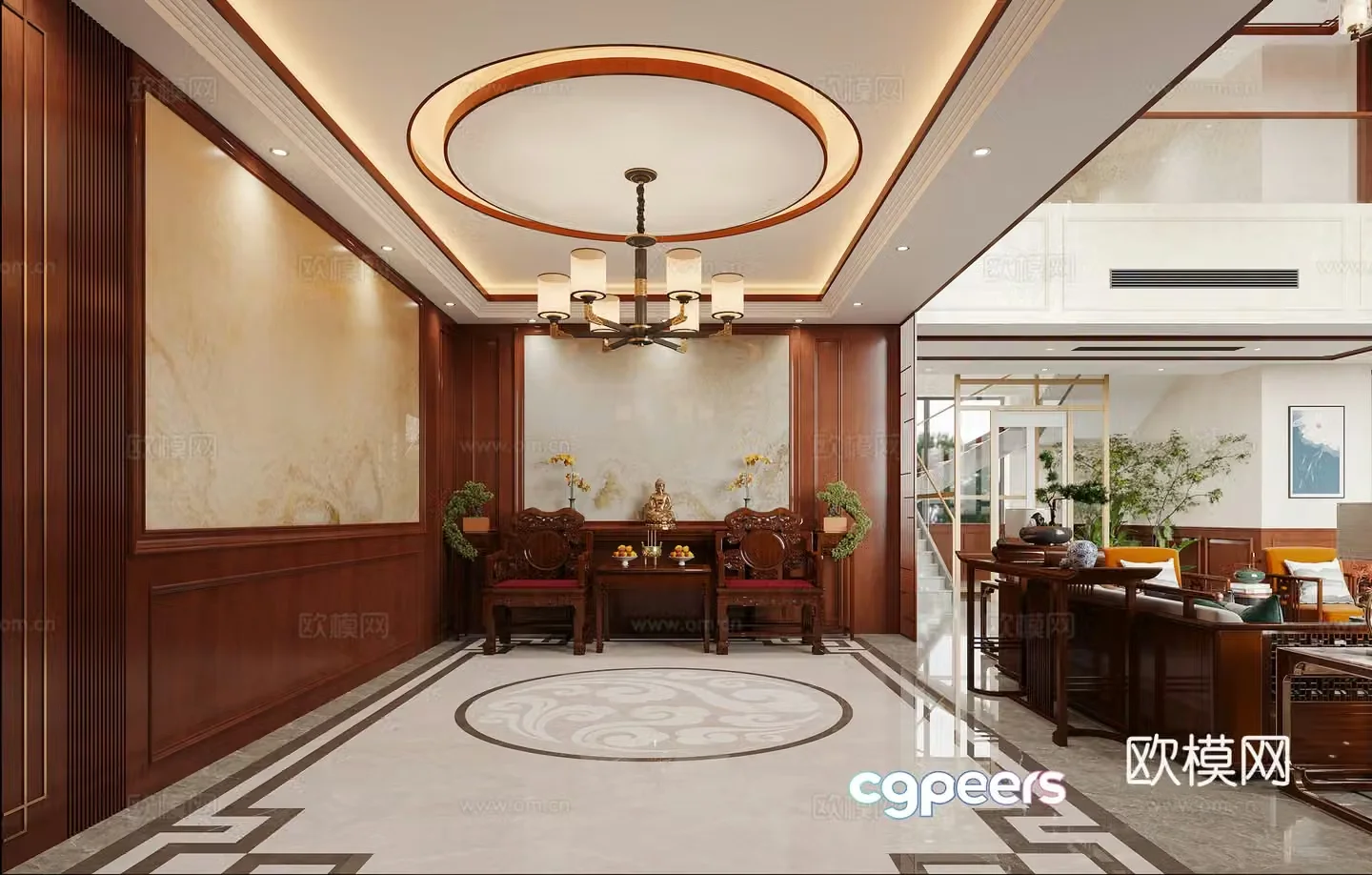 Chinese style entrance hall 3D model