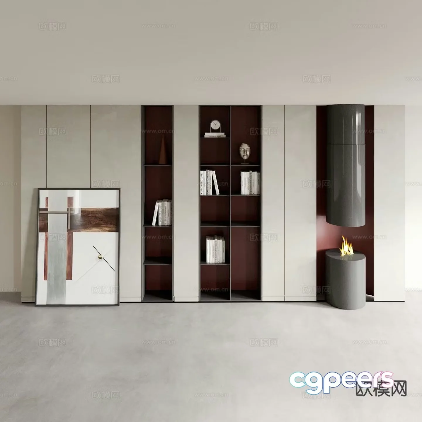 Modern bookcase display cabinet 3d model