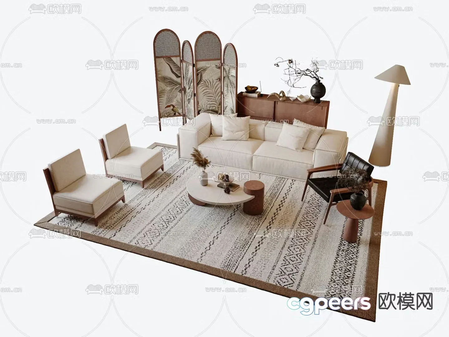 Medieval style modular sofa 3D model