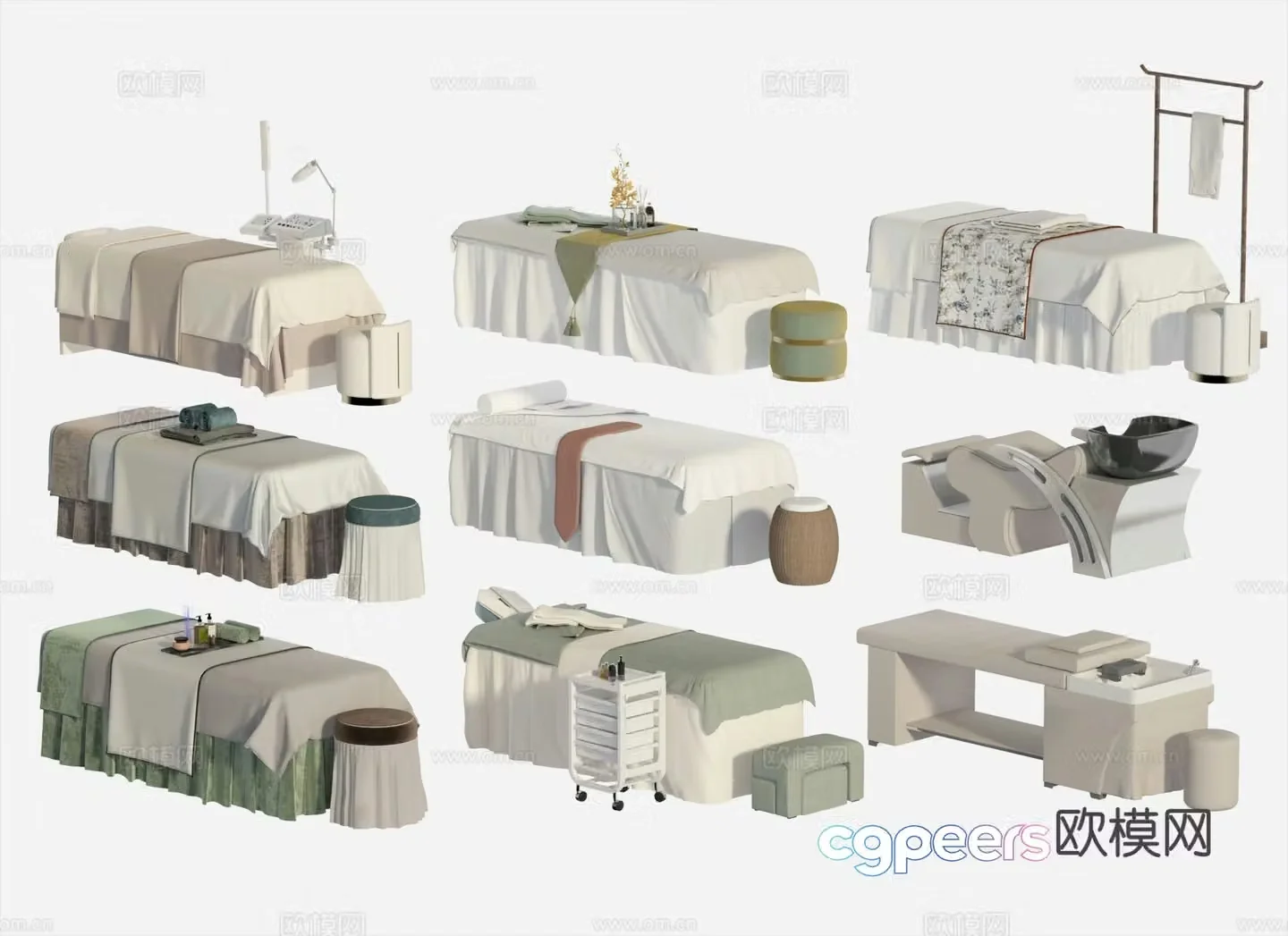 Massage bed beauty spa physiotherapy bed beauty bed shampoo bed 3d model