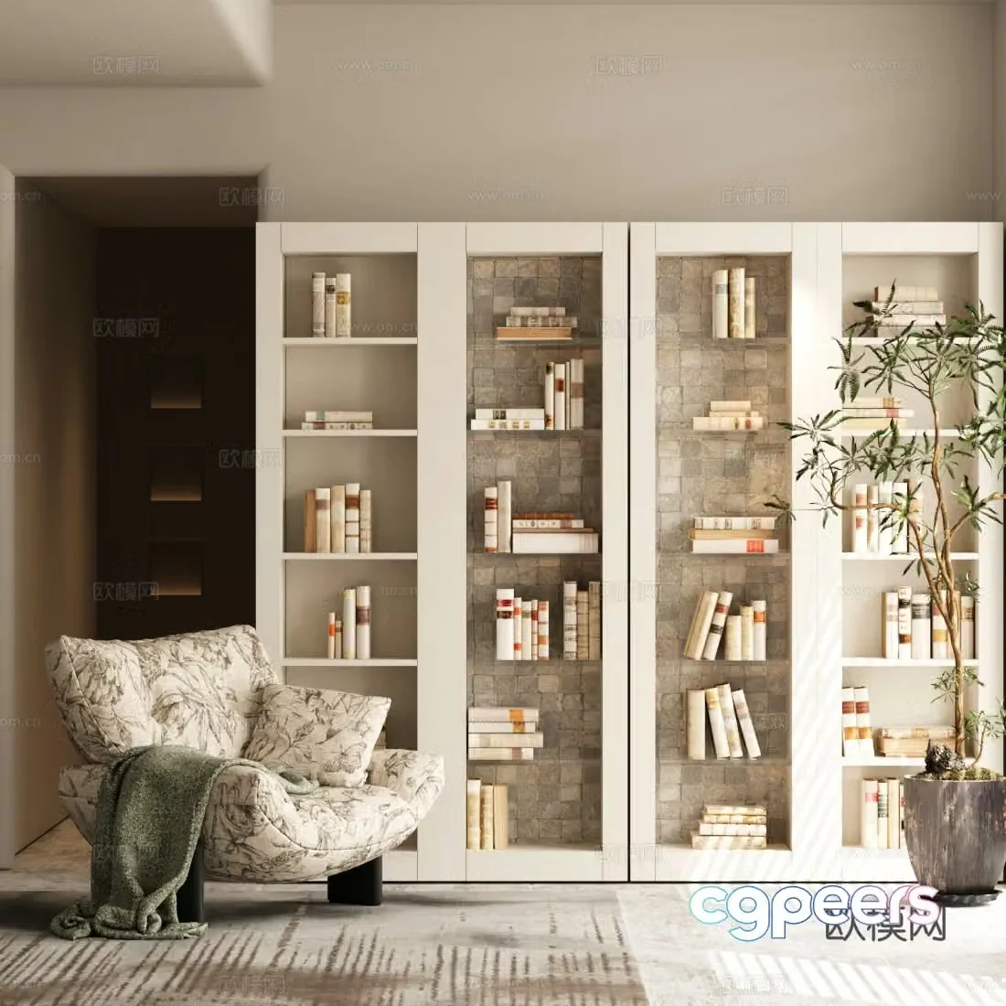 Study bookcase Bedroom bookcase Glass door bookcase White bookcase Study bookcase Decoration cabinet 3D model