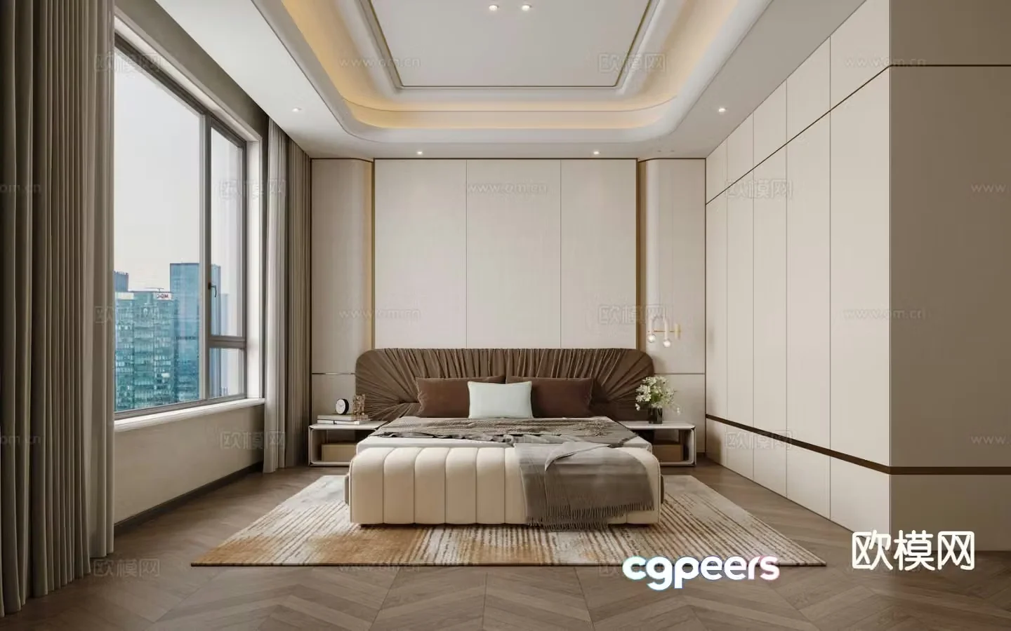 Italian light luxury bedroom master bedroom 3D model