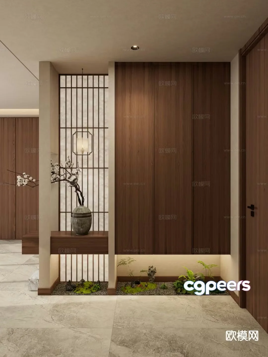 New Chinese style entrance hall hallway 3D model