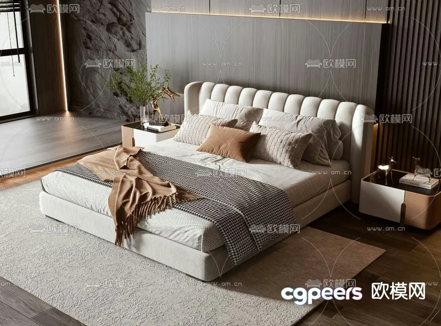 Modern double bed 3d model