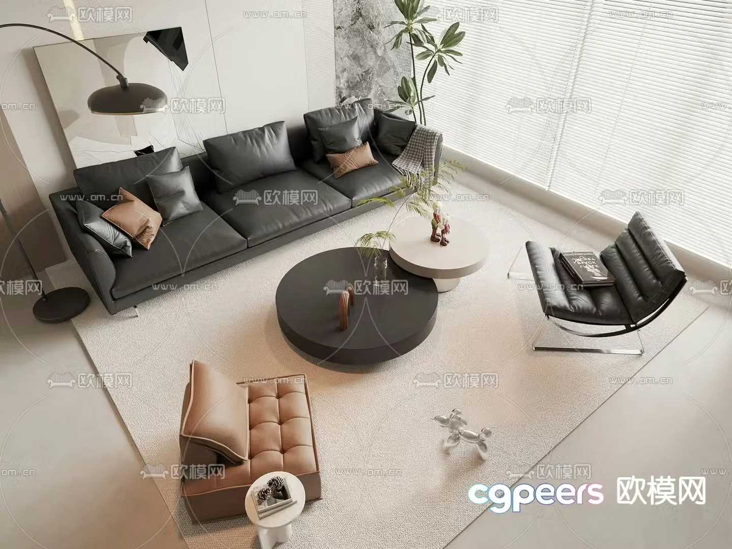 Modern sectional sofa 3d model
