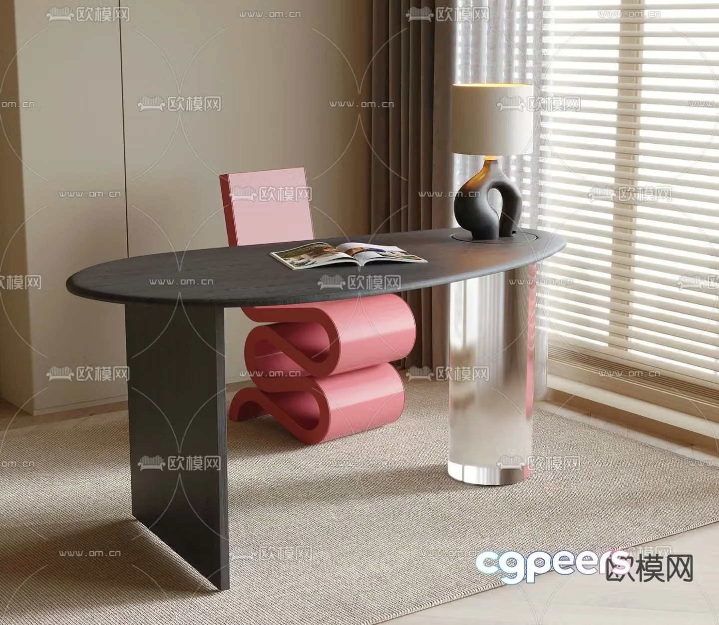 Postmodern desk chair desk 3d model