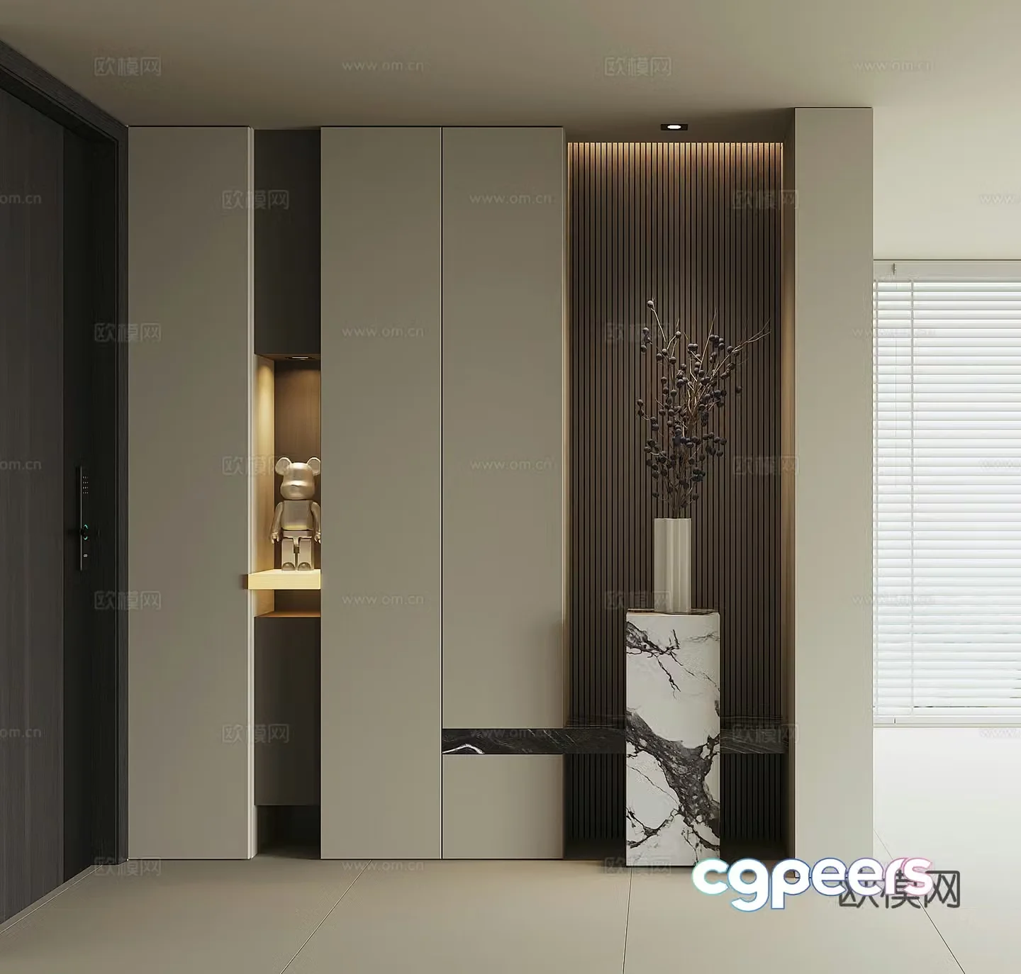 Modern home entrance shoe cabinet 3D model
