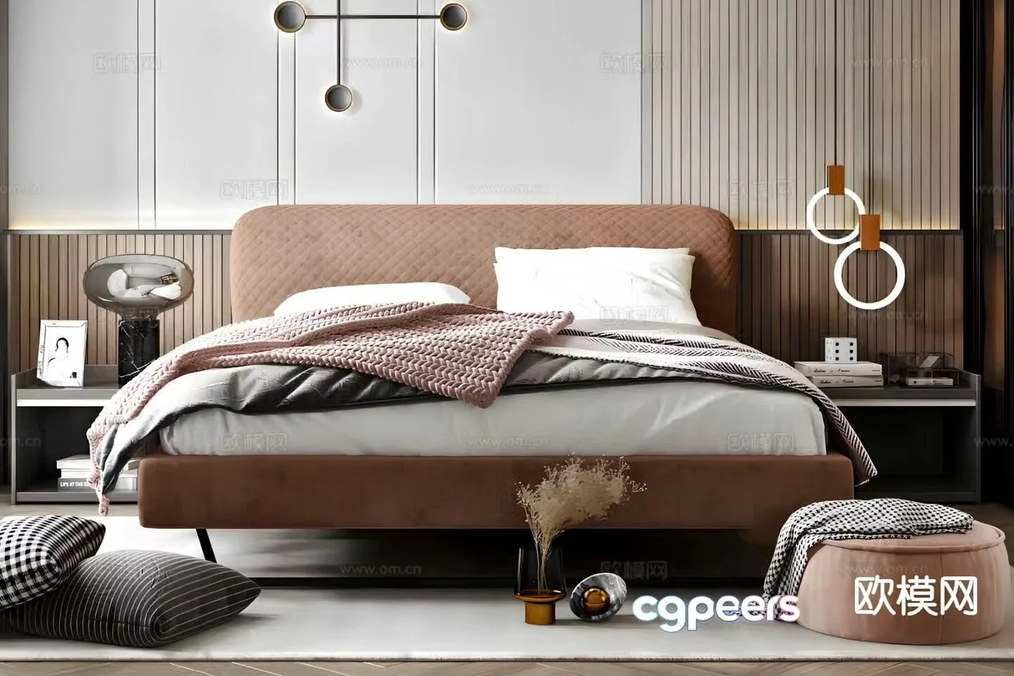 Modern double bed 3d model