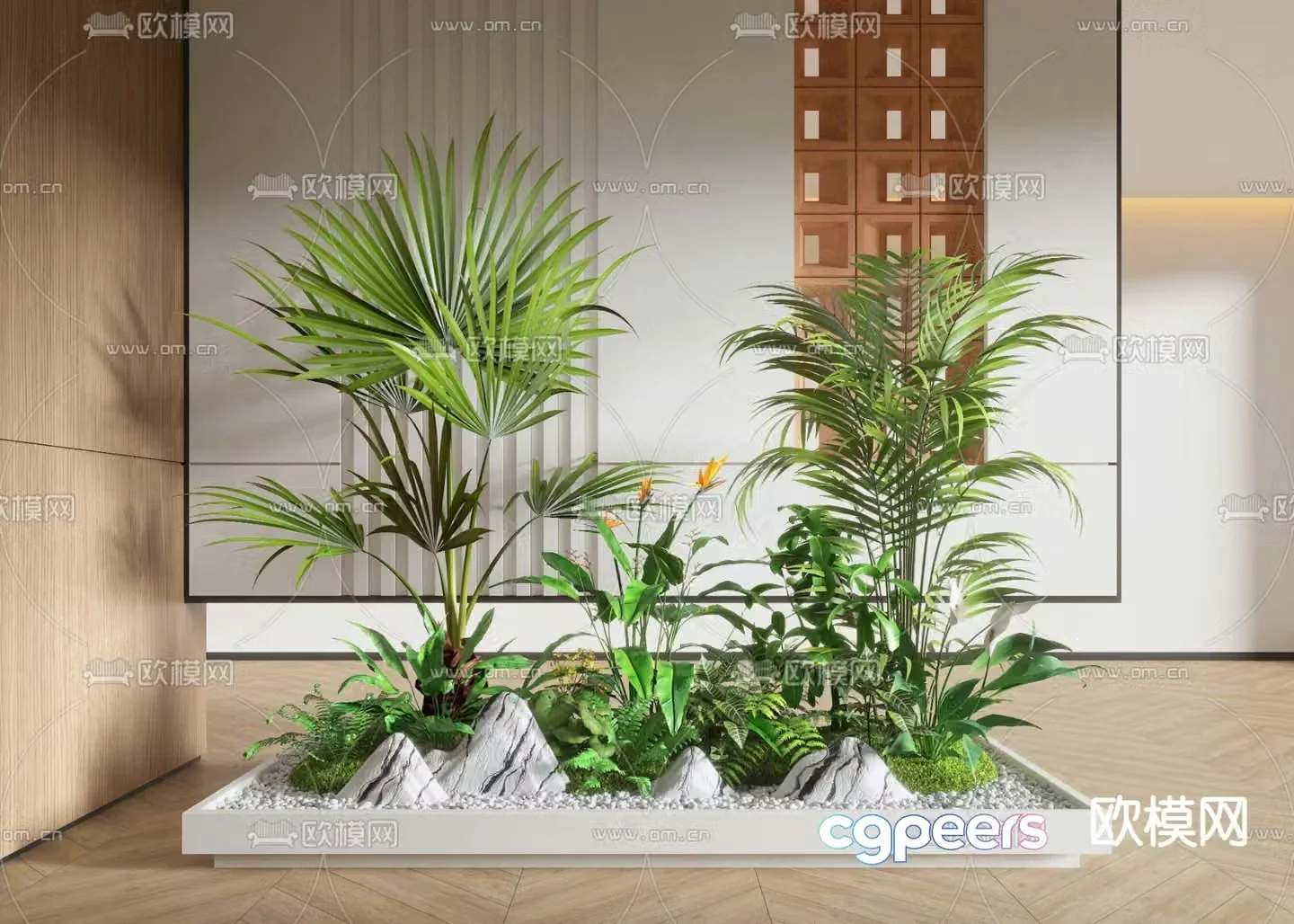 Indoor landscape plant pile 3d model