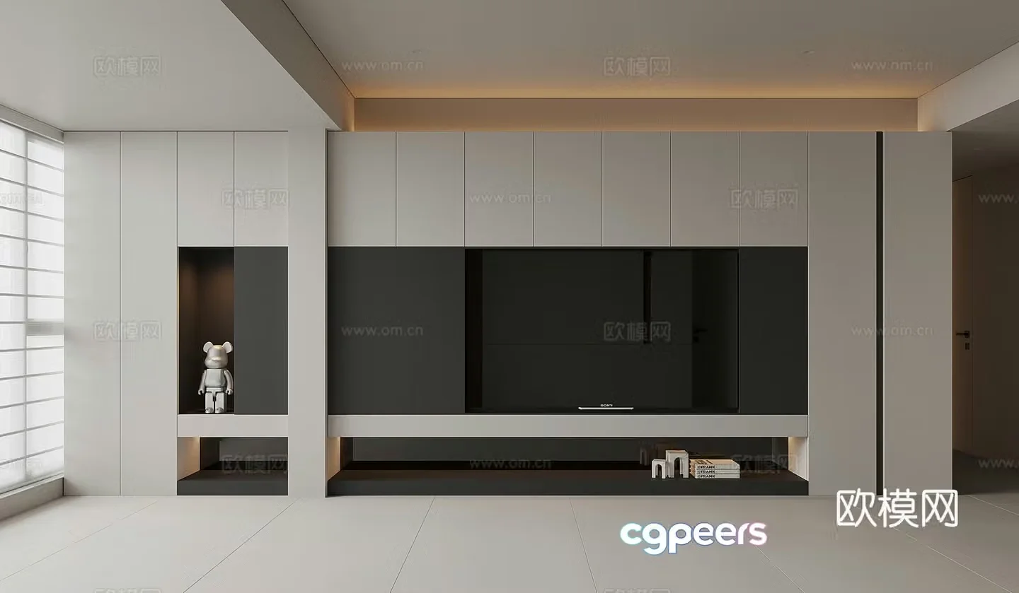 Modern TV background wall 3d model
