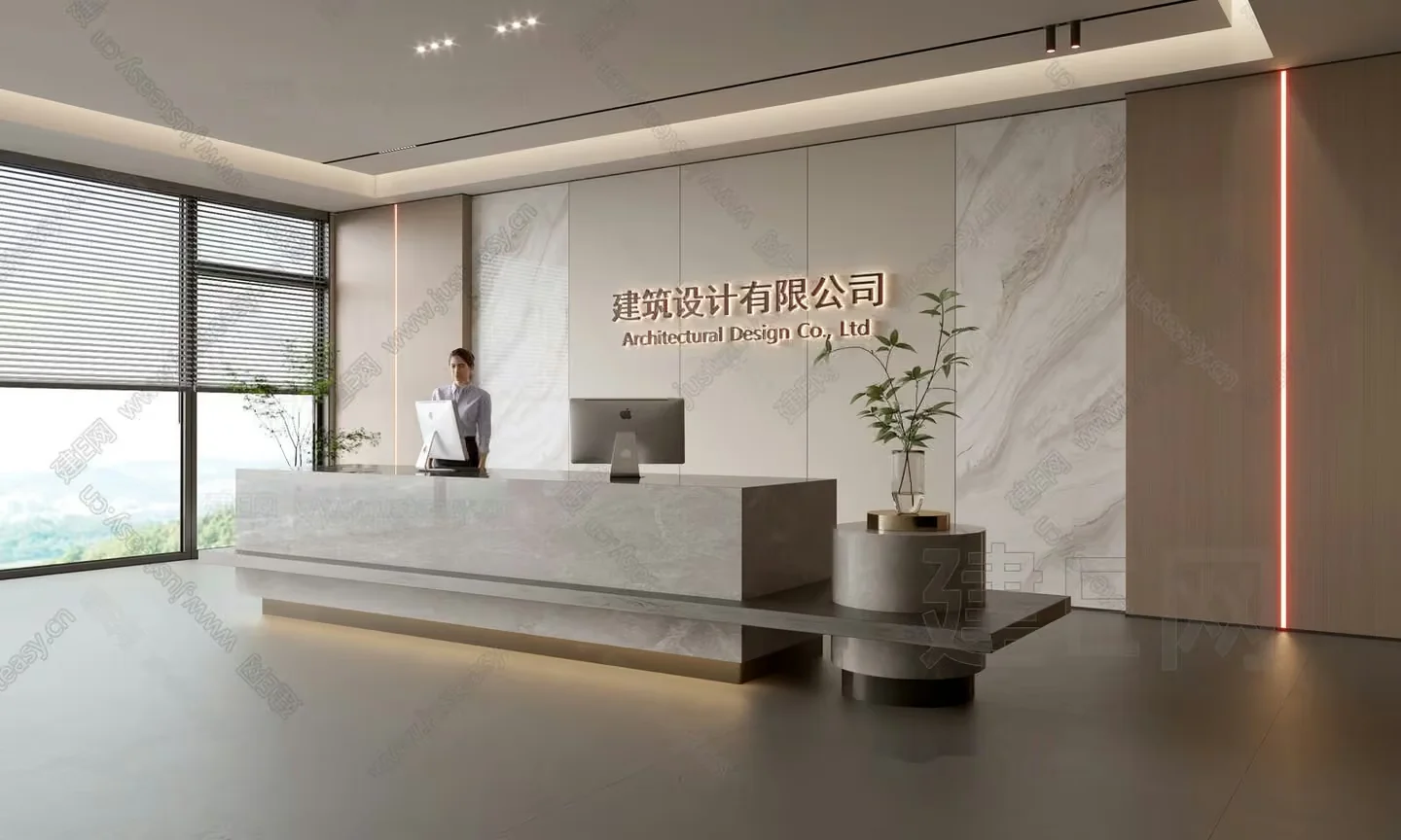 Modern Office Reception Desk 3D Model – 23747 – VRAY Render