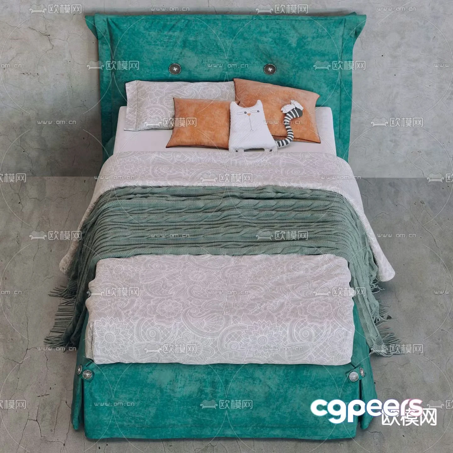 Modern fabric children’s bed 3d model