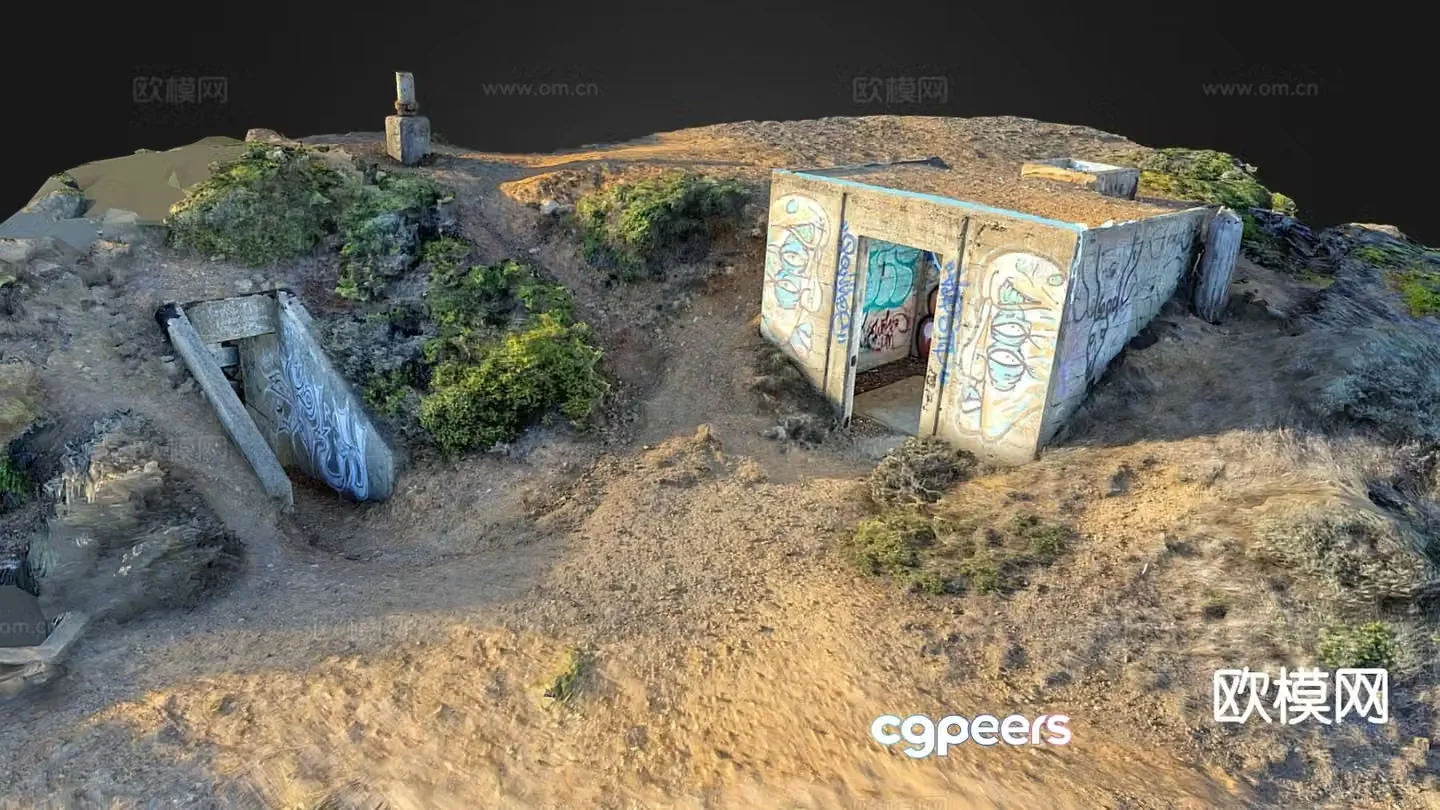 Game scene air raid shelter 3d model