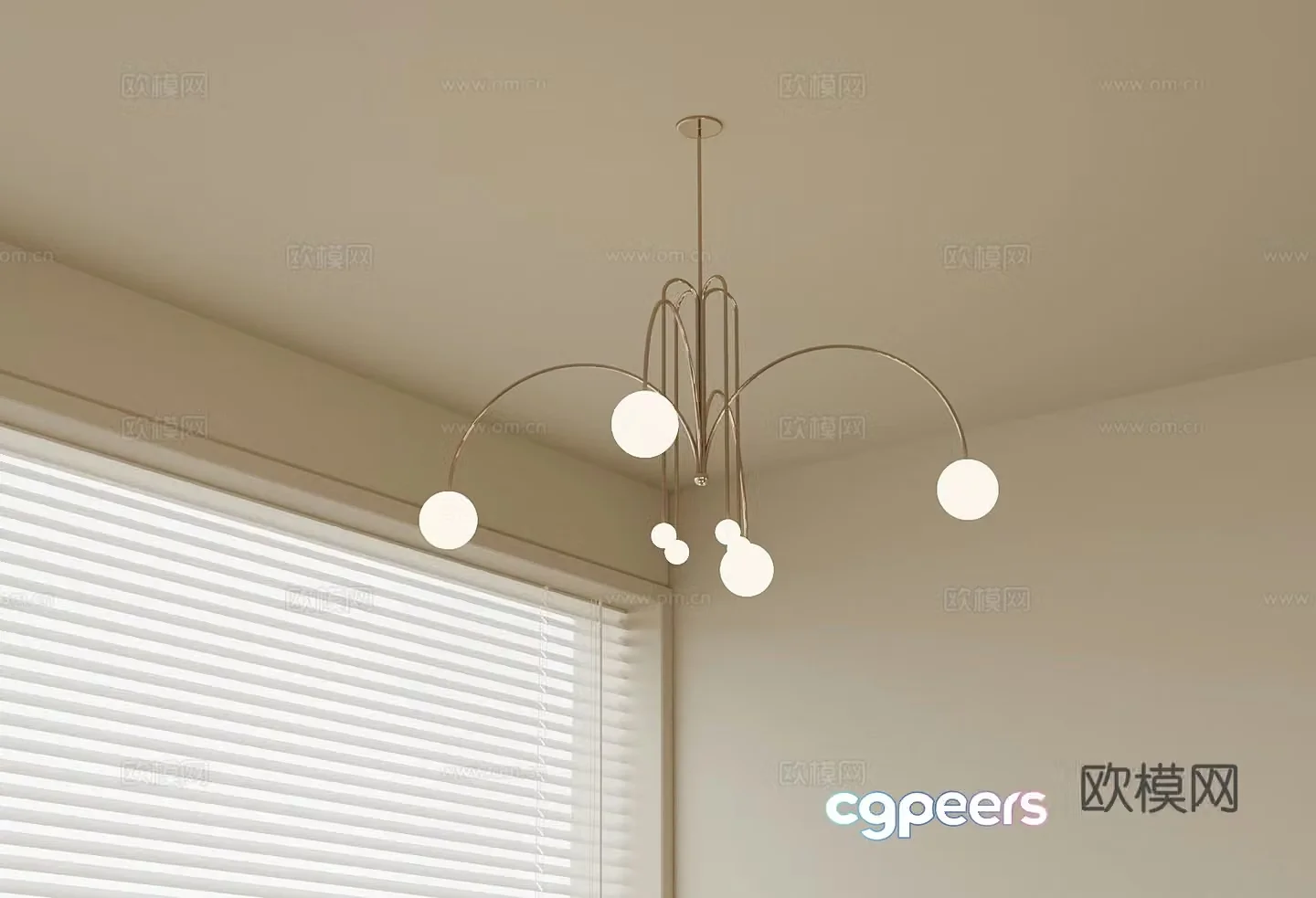 French multi-head chandelier 3d model