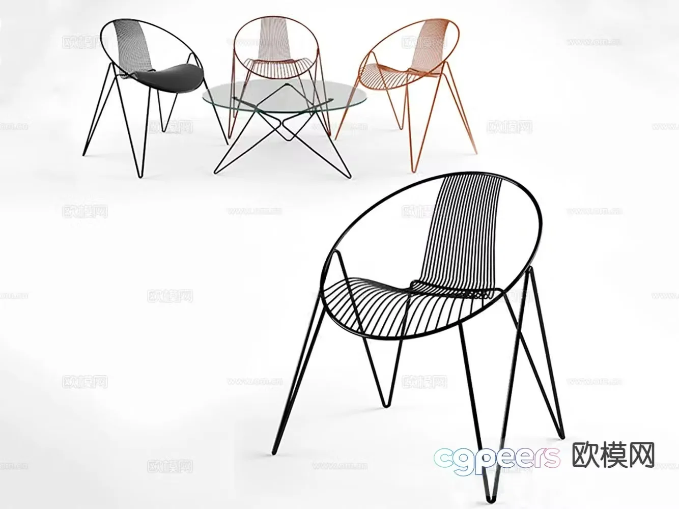 Leisure tables and chairs outdoor chairs negotiation chairs 3d model