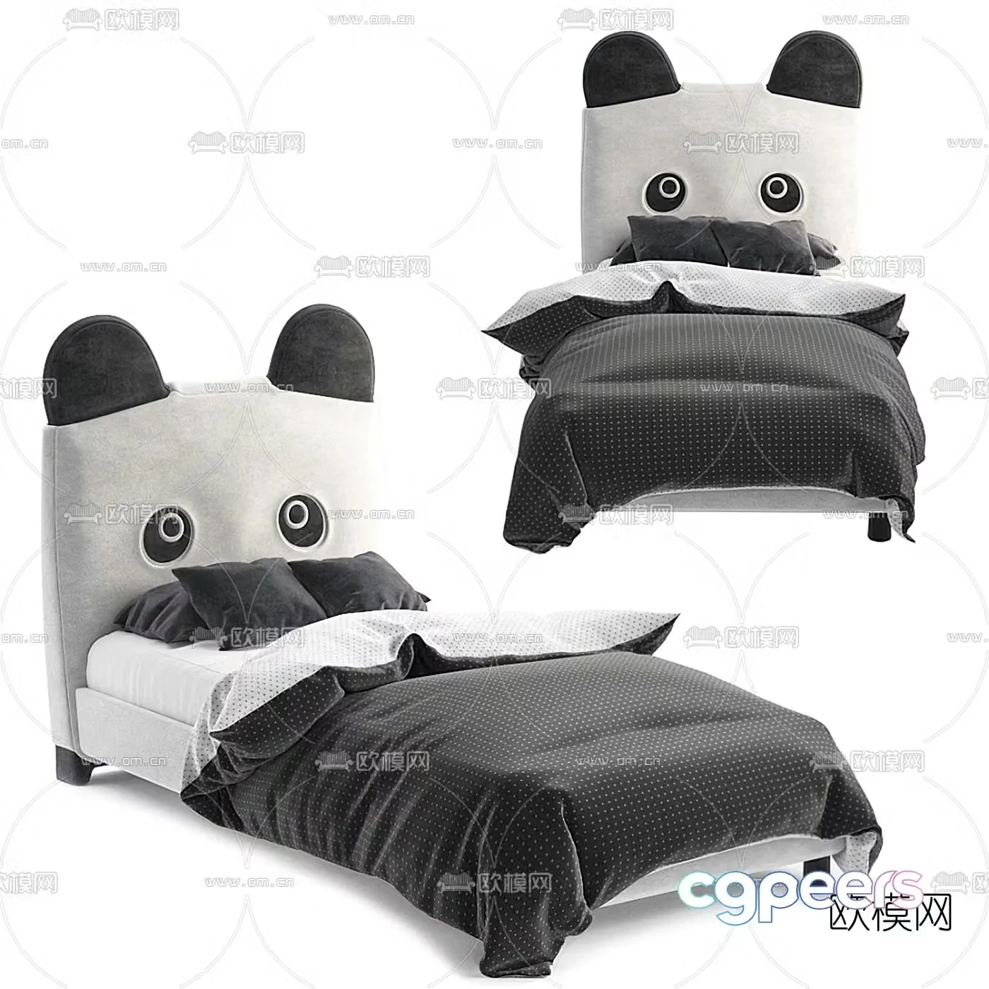 Modern fabric panda children’s bed 3d model