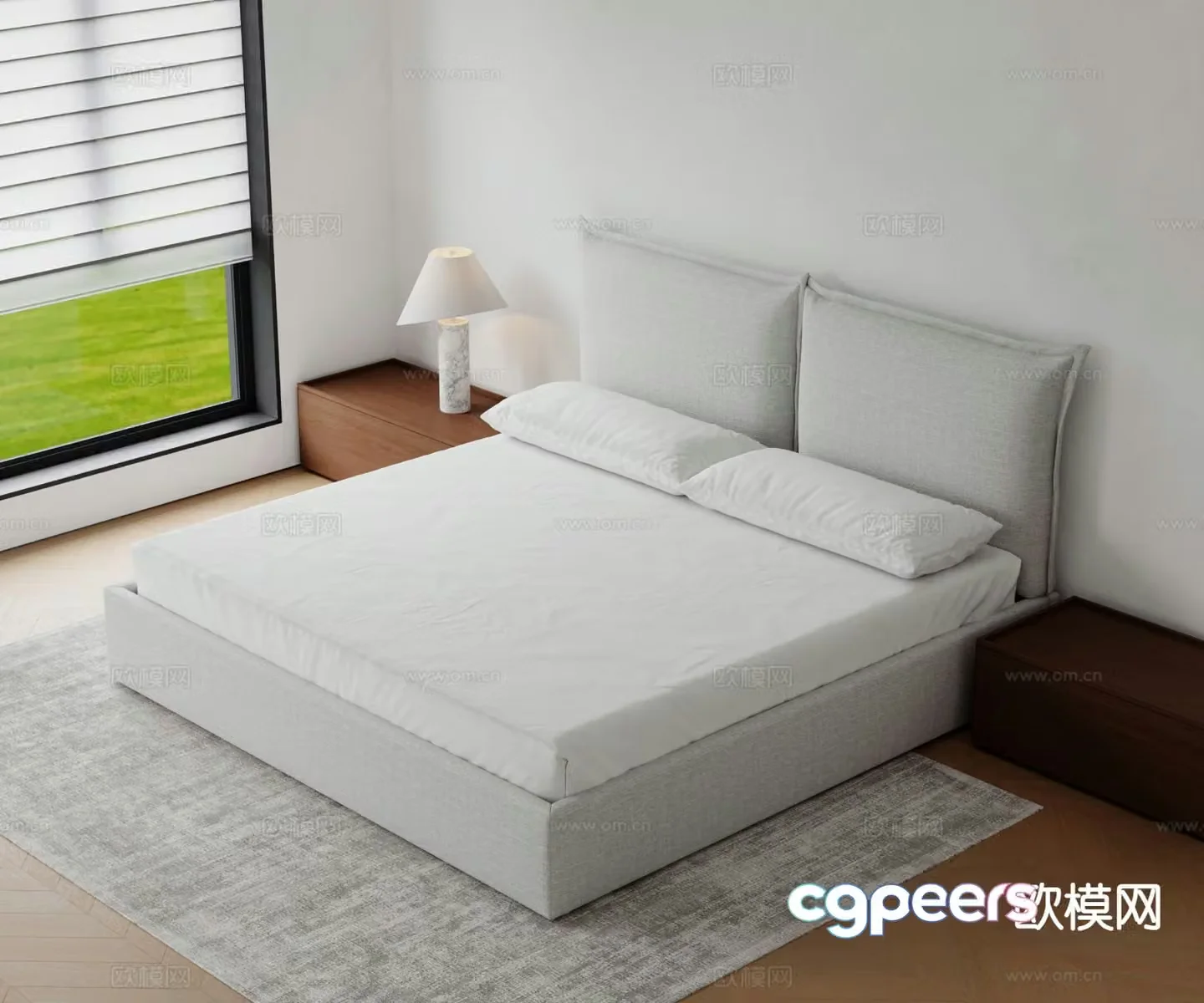 Modern double bed 3d model
