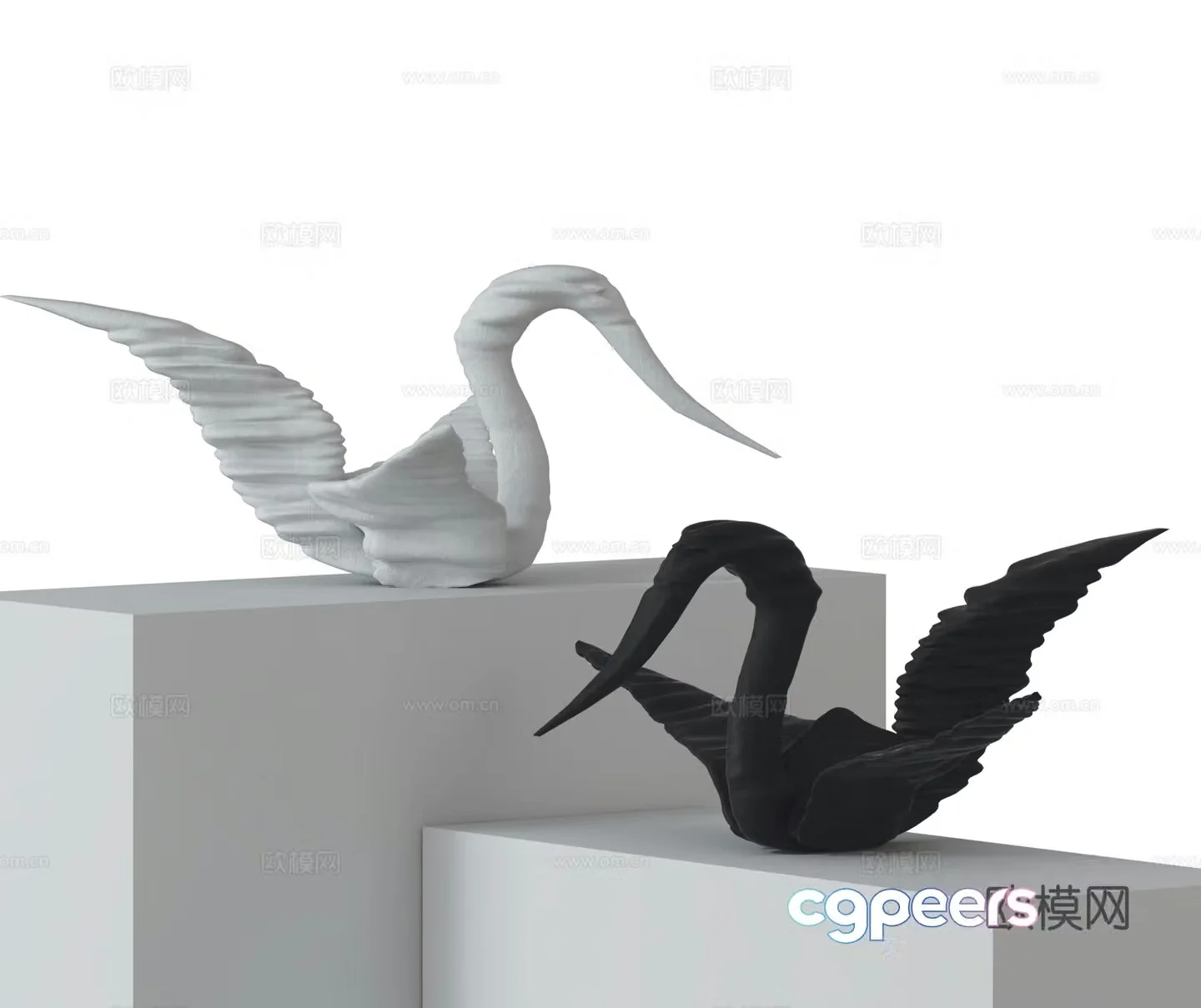 Modern swan sculpture ornament 3d model