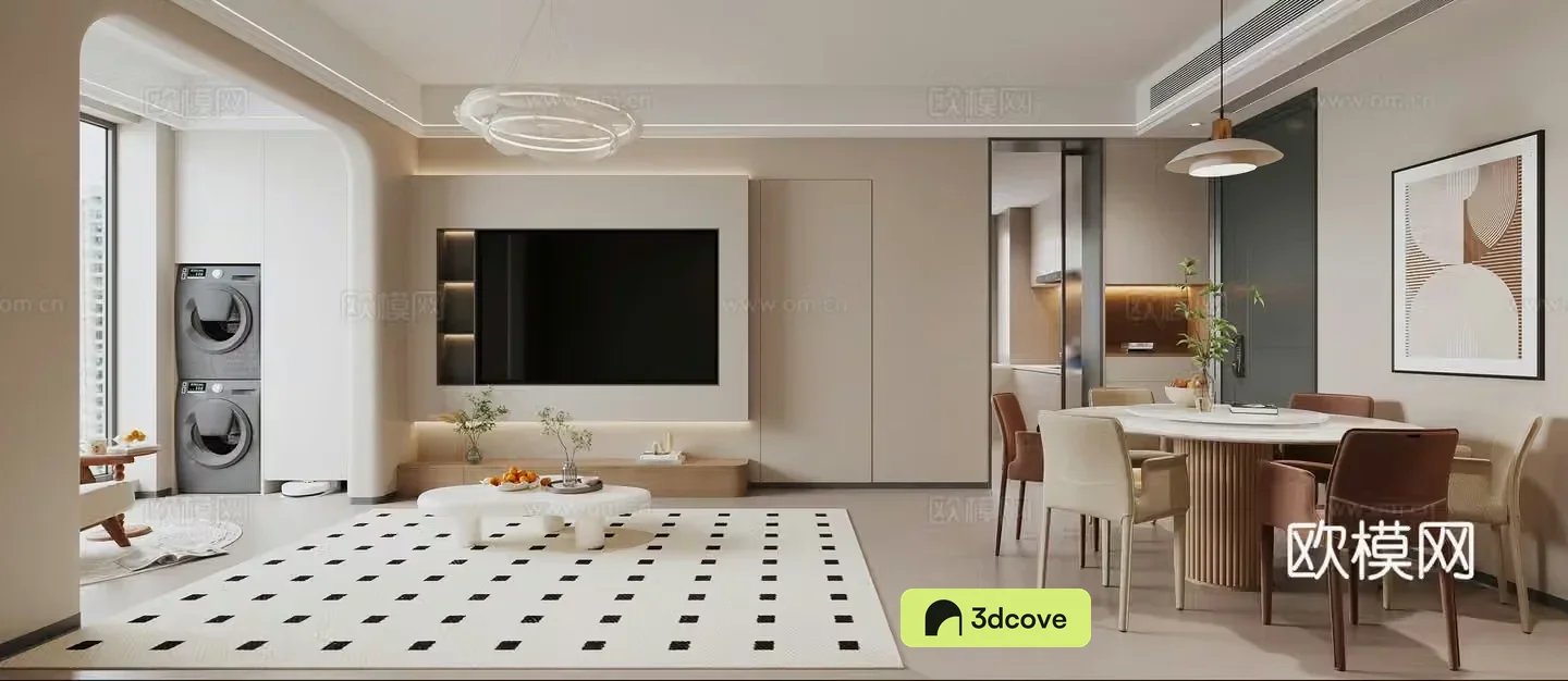 Modern living and dining room