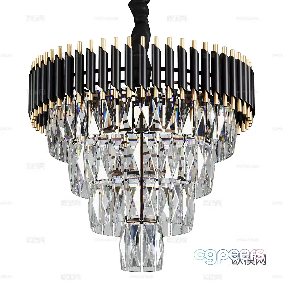 Multi-layer crystal chandelier 3d model