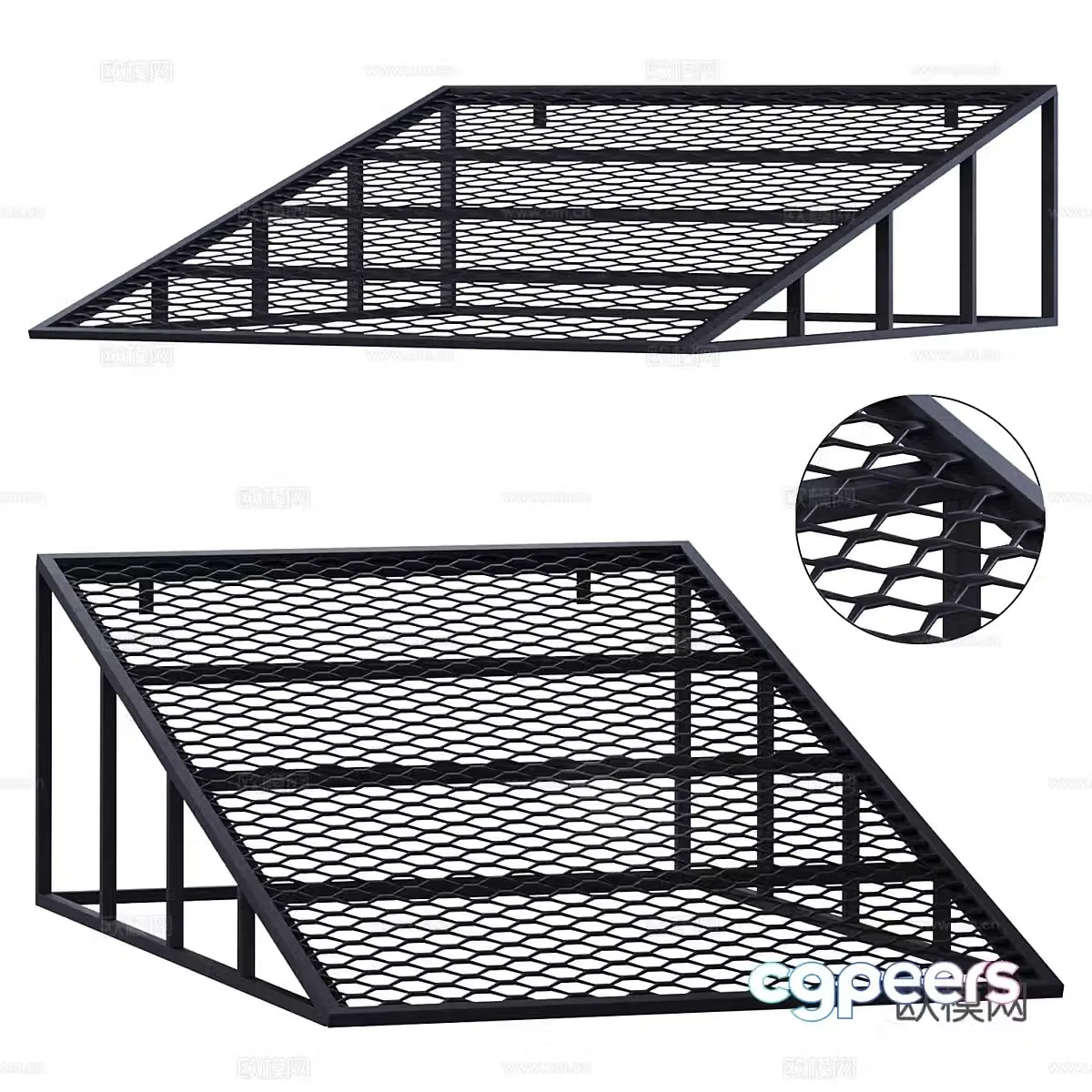 PVL ramp 3d model on metal mesh frame