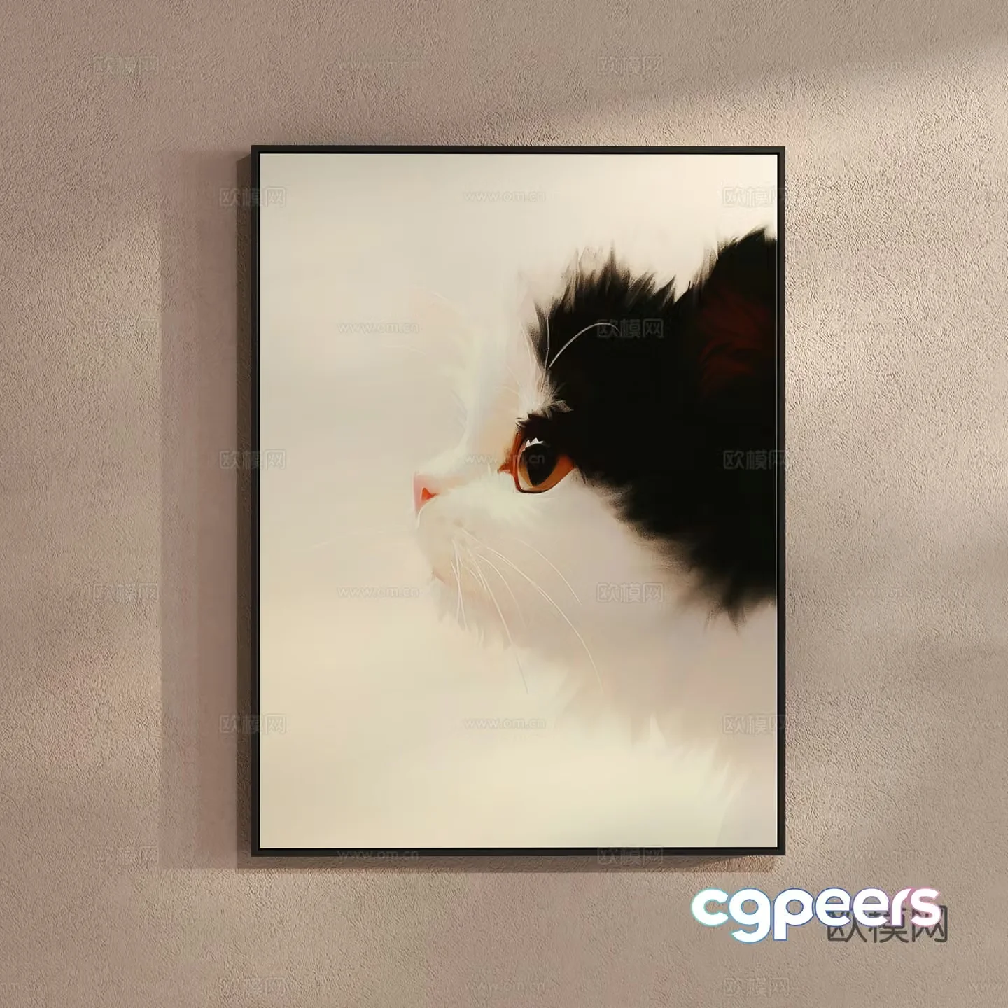 Modern cat art painting decorative painting 3d model
