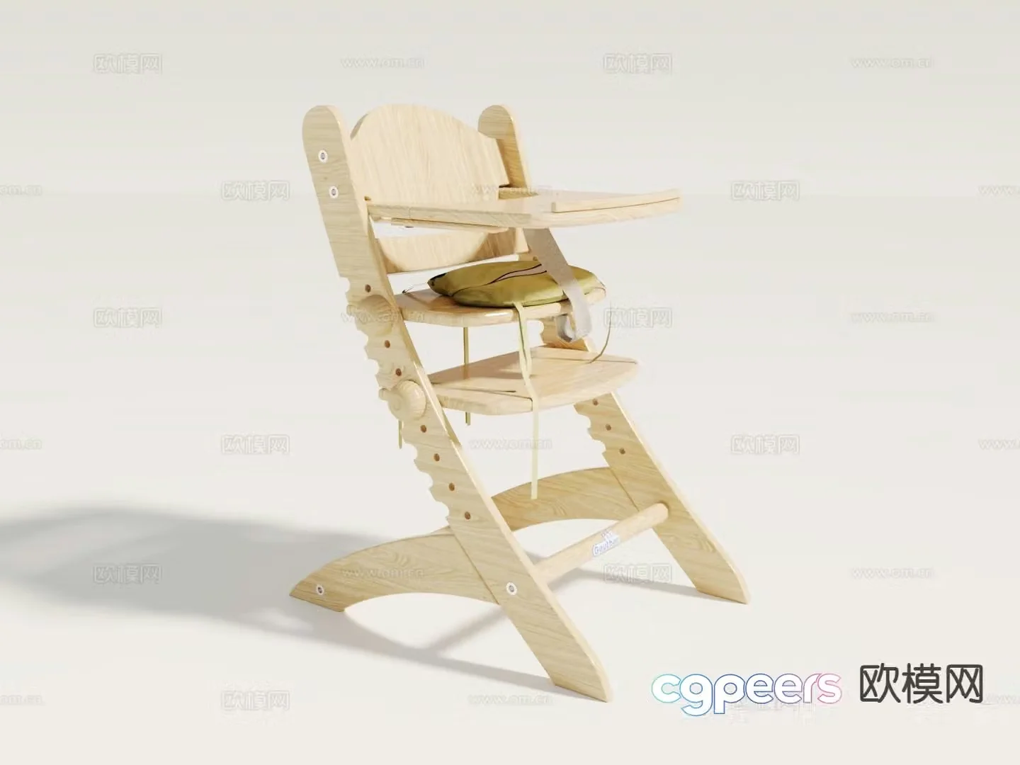 Log child seat dining chair 3d model
