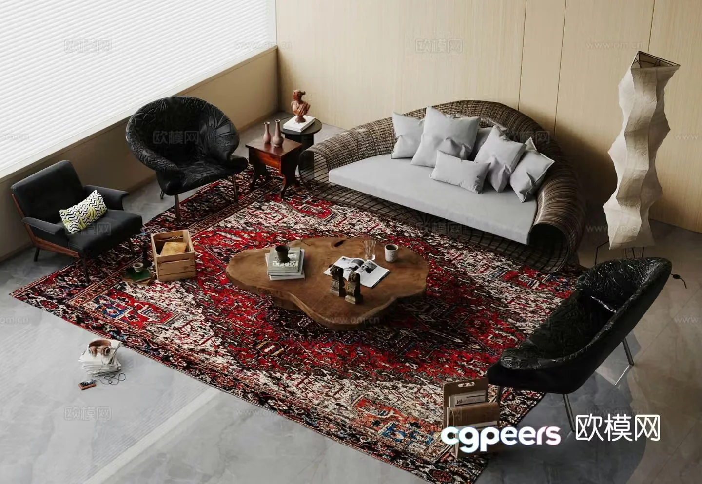 Medieval style modular sofa 3D model