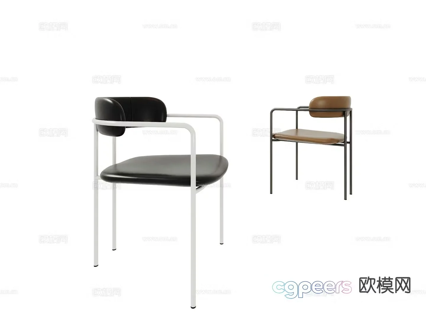 Modern single chair leather chair dining chair 3d model