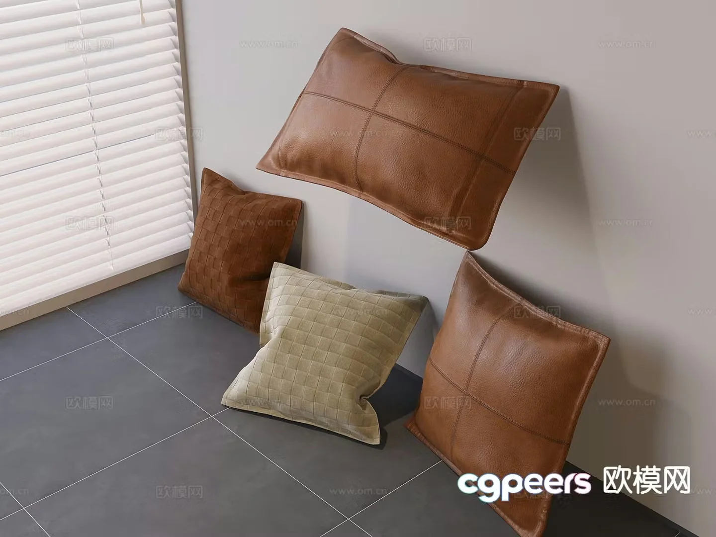 Light luxury leather pillow back pillow 3D model