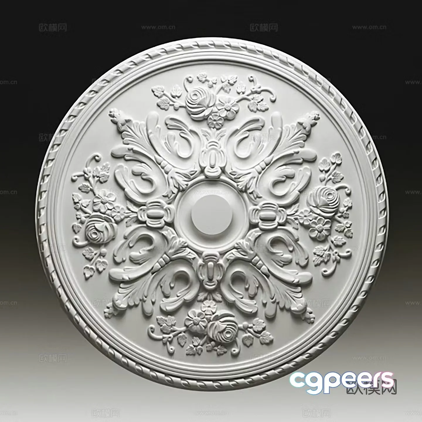 Classical European style carved ceiling chandelier 3D model