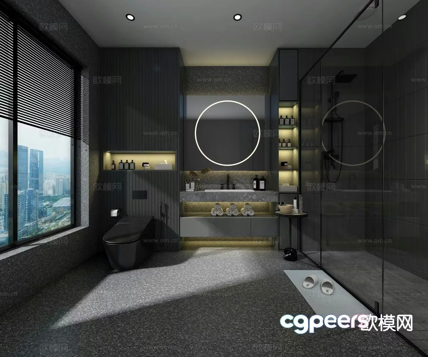 Dark style bathroom bathroom 3d model