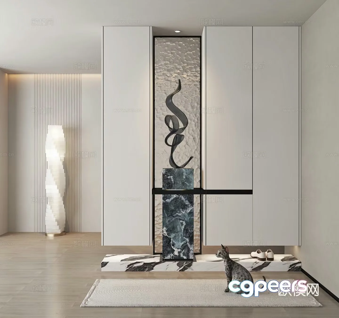 Modern porch cabinet shoe cabinet partition shoe cabinet 3d model