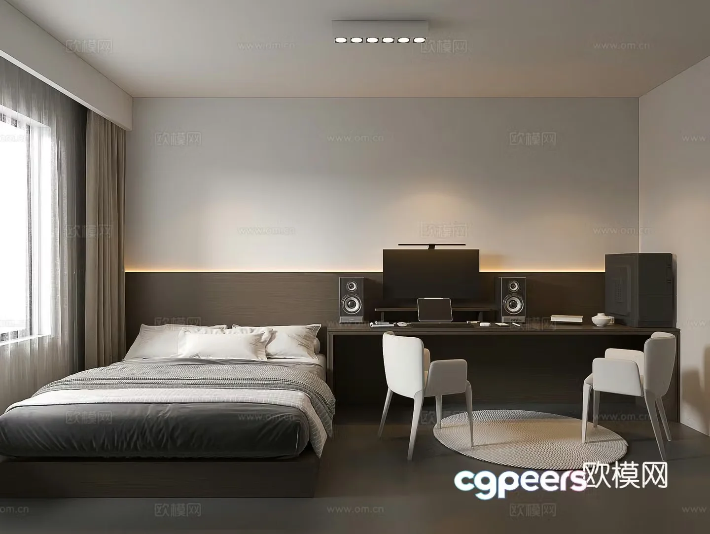 Modern bedroom Study bedroom E-sports room Computer room Computer desk and chair 3D model