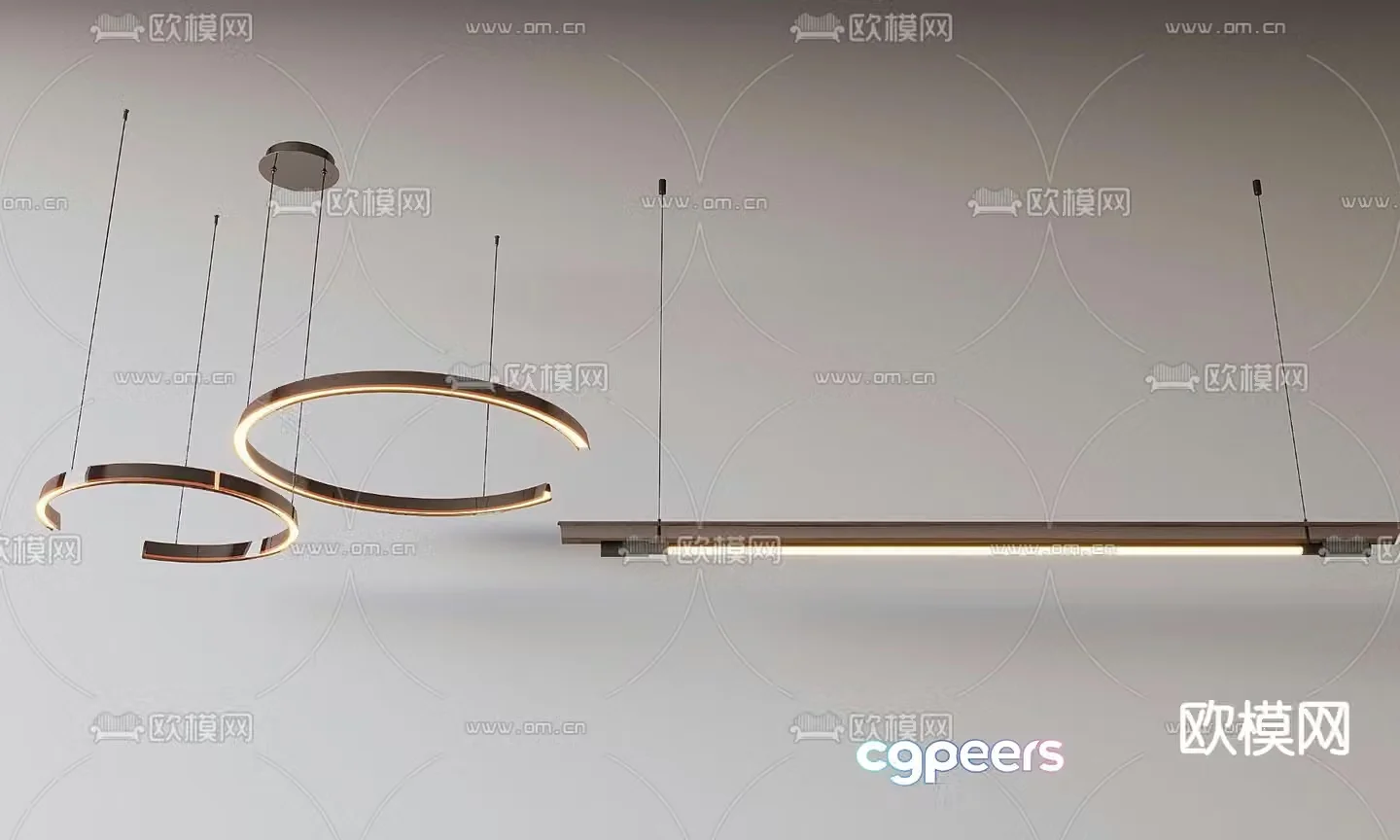 Long chandelier linear lamp 3d model