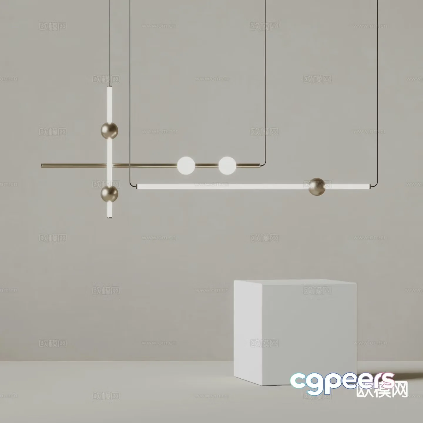 Modern long chandelier dining room chandelier 3d model