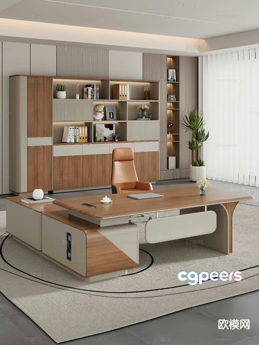 Modern desk table boss desk executive desk 3d model