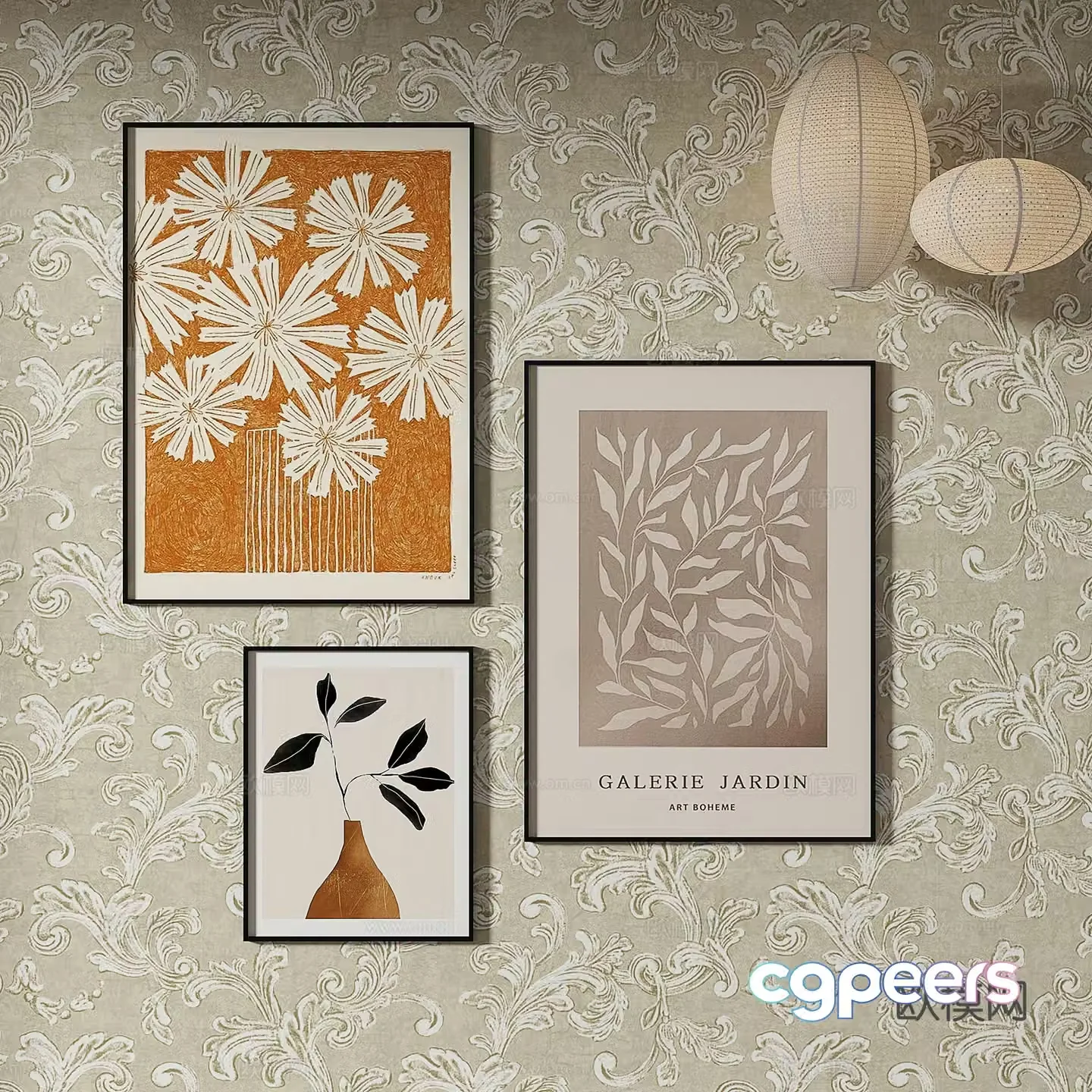 Simple European abstract painting decorative painting 3d model