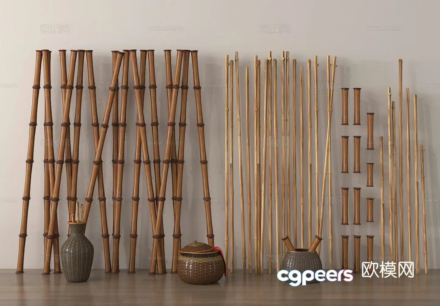 Bamboo partition bamboo pole bamboo stem bamboo joint ceramic 3d model