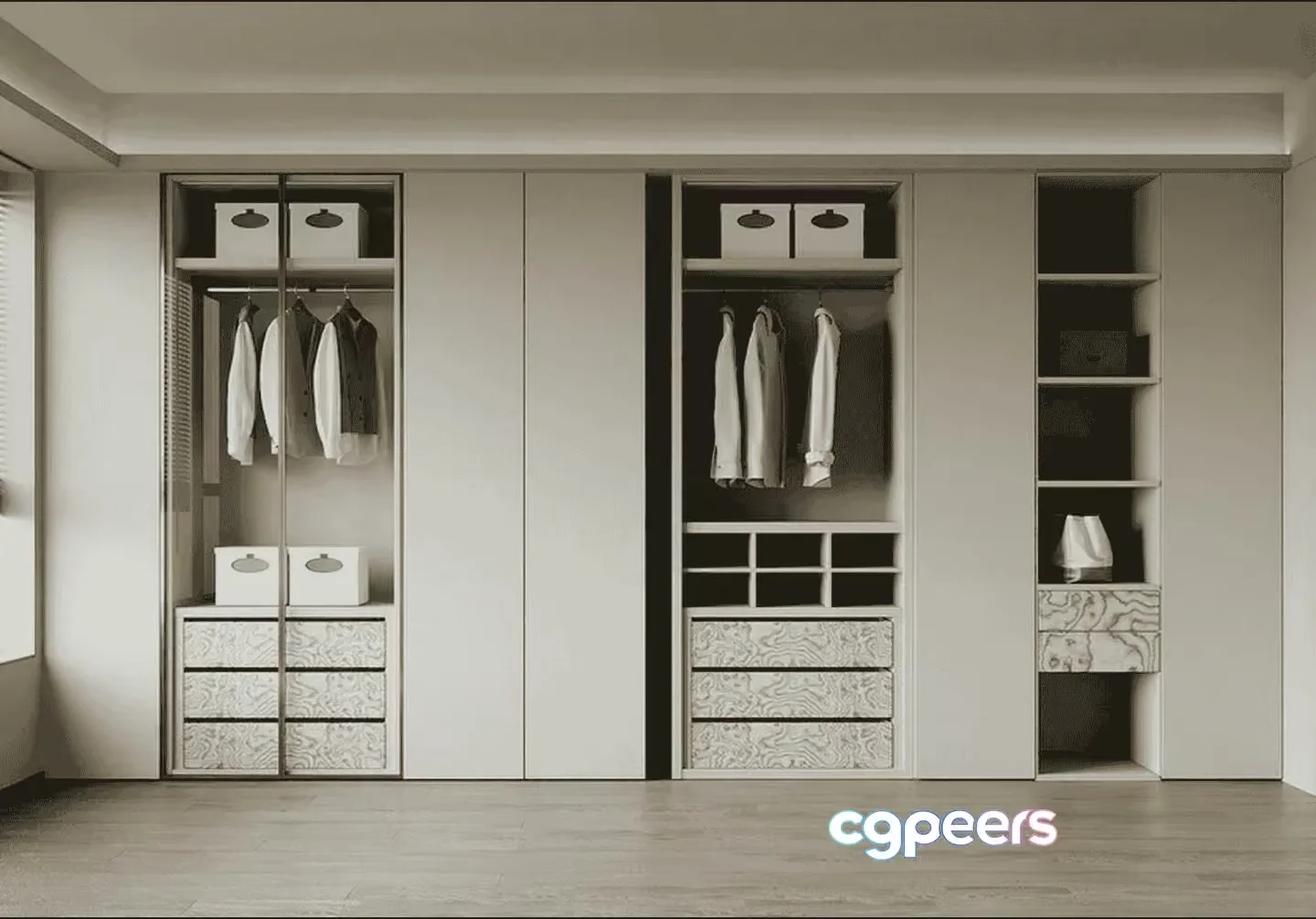 Modern White Closet 3D Model – 15699 – VRAY Render
