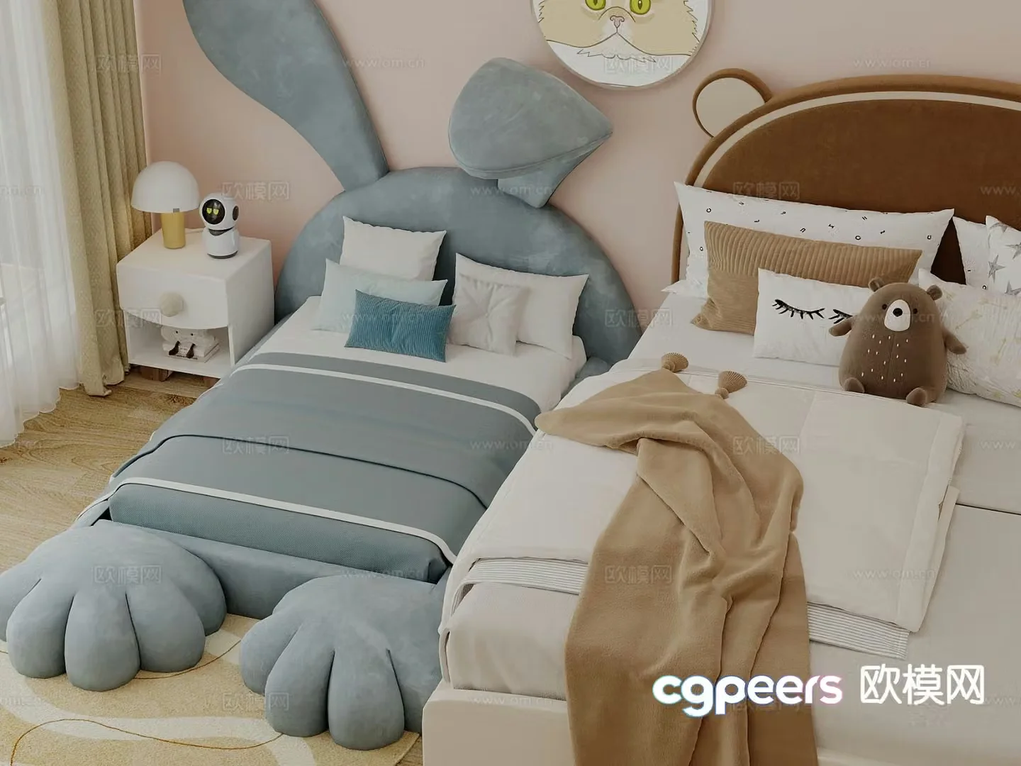 Modern children’s bed rabbit children’s bed 3d model