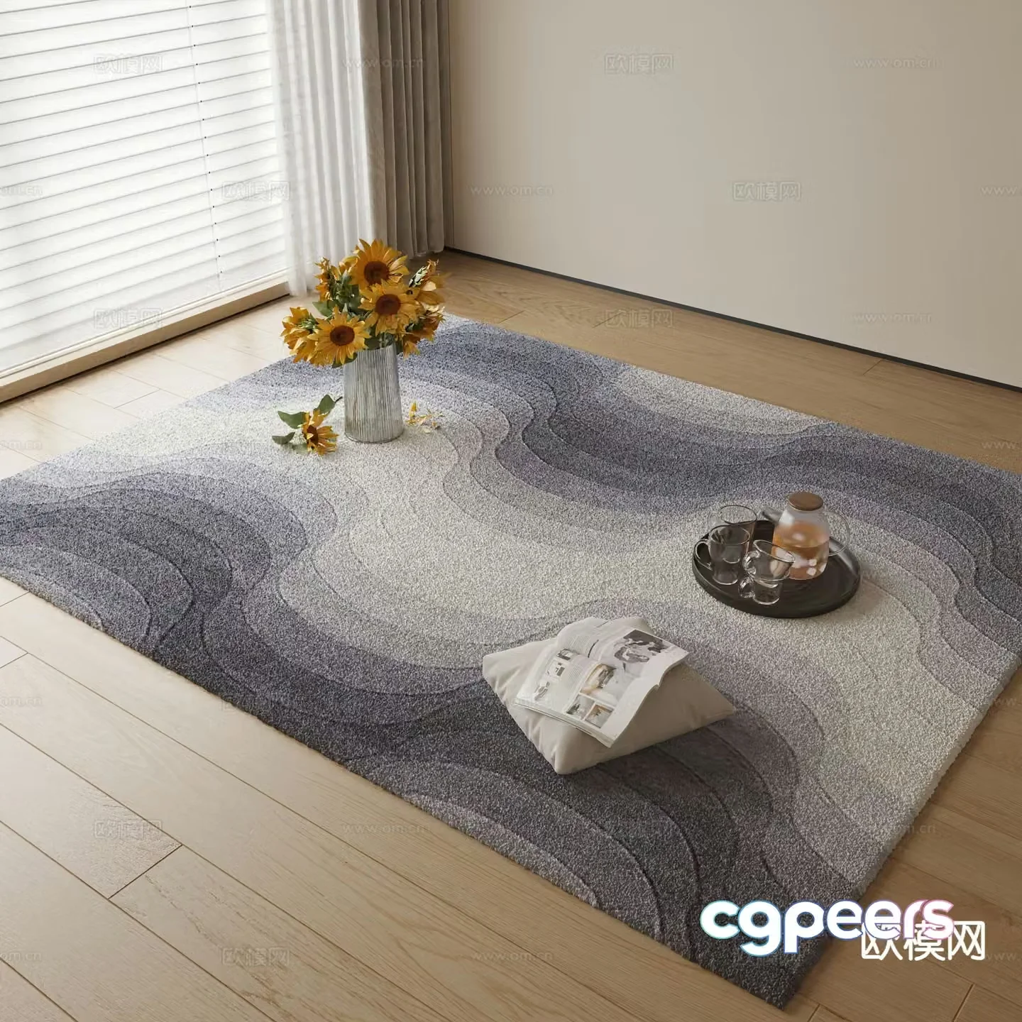 Modern carpet square rug 3d model