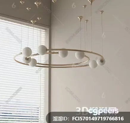 Gold Light Fixture 3D Model – 10317 – VRAY Render
